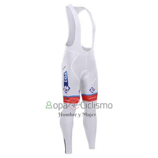 Fdj Ropa Ciclismo Culotte Largo 2015 Mangas Largas Blanco y Azul